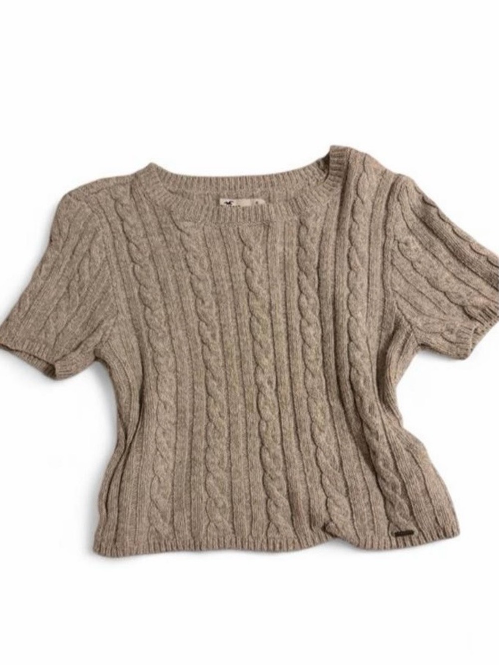 Hollister Gray Cable-Knit Crop Sweater Top + FREE Squishy Cube